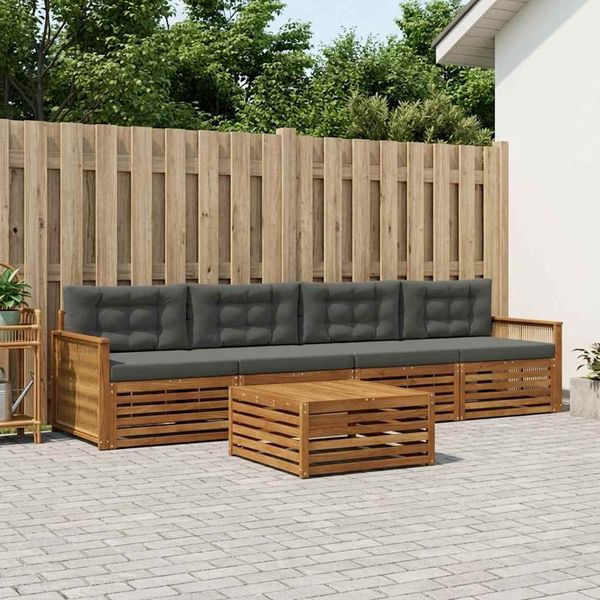 vidaXL Záhradná súprava gaučov s vankúšom 5 pcs Prírodná a antracitová