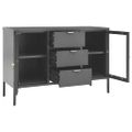 vidaXL Komoda antracitová 105x35x70 cm oceľ a tvrdené sklo