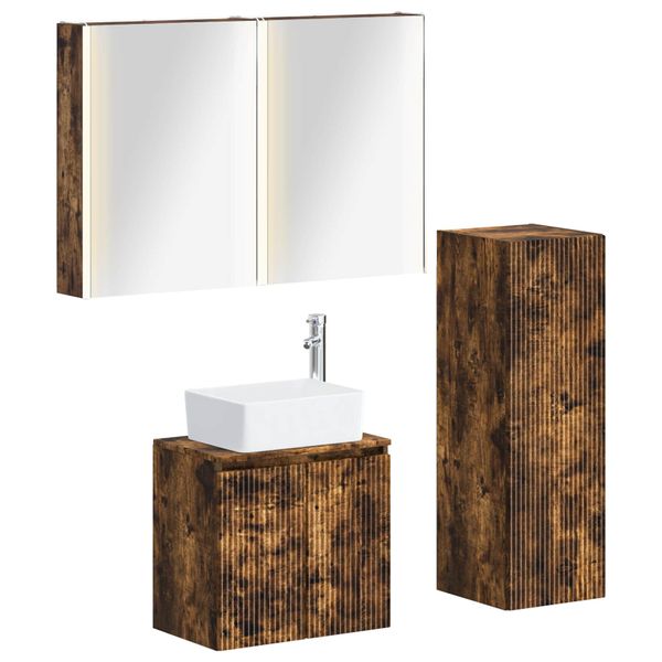 vidaXL Sada kúpeľňového nábytku 4 pcs Dymový dub
