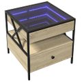 vidaXL Konferenčný stolík s nekonečnými LED dub sonoma 50x50x51 cm