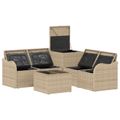 vidaXL Sada pohoviek 6 ks Beige a svetlo šedá Poly ratan a oceľ