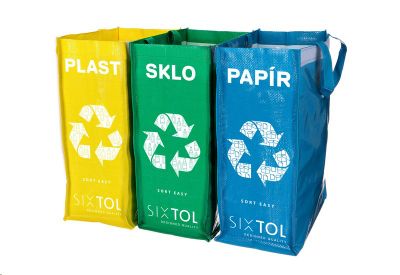 Tašky na triedený odpad SORT EASY 3 SLIM, 18x30x40 cm, 3 x 22 l, 3 ks SIXTOL