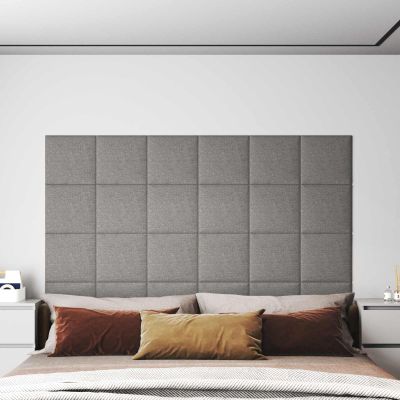 vidaXL Nástenný čelník 12 pcs 30 x 30 cm Svetlosivá látka