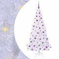 vidaXL Umelý vianočný stromček s 300 LED-i Biela 180 cm PVC a oceľ