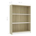 vidaXL Knižnica biela a farba dubu sonoma 80x24x108 cm drevotrieska