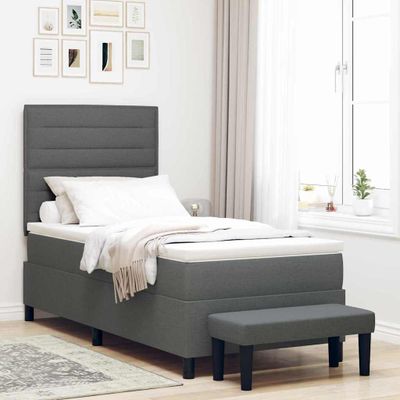 vidaXL Posteľ s pružinovým rámom Tmavo šedá 100 x 200 cm látka