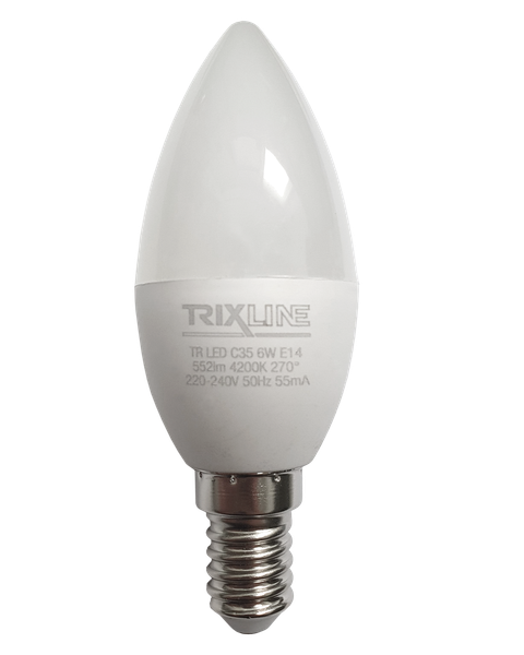 LED žiarovka Trixline 6W 552lm E14 C35 neutrálna biela