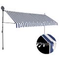 vidaXL Ručne zaťahovacia markíza s LED 350 cm, modro biela