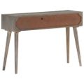 vidaXL Konzolový stolík sivý 110x35x75 cm surový mangovníkový masív