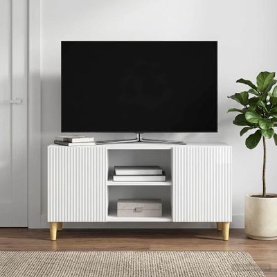 vidaXL TV skrinka 102 x 34,5 x 50 cm Biela s vysokým leskom