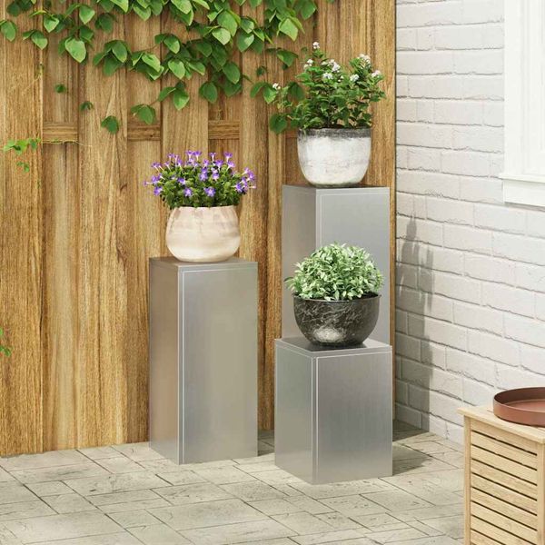 vidaXL Stojan na rastliny 3 pcs Strieborná Pozinkovaná oceľ