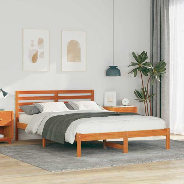 vidaXL Rám postele Včelí hnedý 140 x 220 cm Masívne borovicové drevo