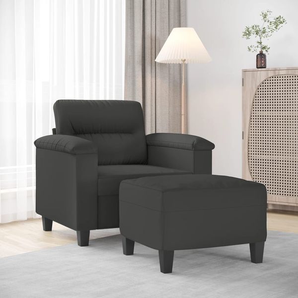 vidaXL Kreslo s podnožkou tmavosivé 60 cm mikrovlákno látkové