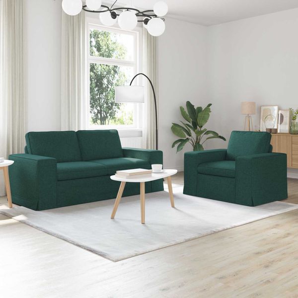 vidaXL Sada pohoviek 2 pcs Tmavozelená 182 x 80 x 82 cm látka