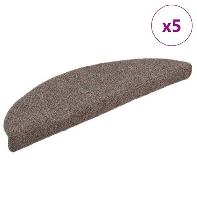 vidaXL Schodové rohože, samolepiace, 5 ks, 56x17x3 cm, béžové, polkruhové