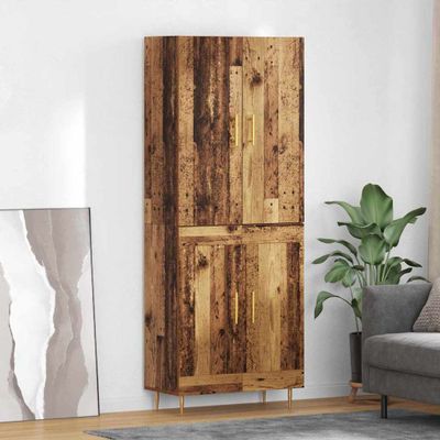 vidaXL Highboard Staré drevo 69,5 x 34 x 180 cm Kompozitné drevo
