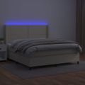 vidaXL Boxspring posteľ s matracom a LED krémová 160x200 cm umelá koža