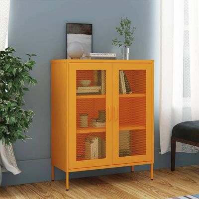 vidaXL Úložná skrinka horčicovožltá 80x35x101,5 cm oceľová