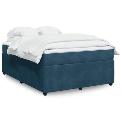 vidaXL Posteľný rám boxsping s matracom tmavomodrý 160x200 cm zamat