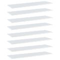 vidaXL Prídavné police 8 ks, lesklé biele 100x30x1,5 cm, drevotrieska