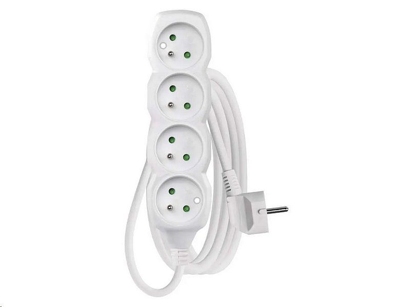 Prodlužovací kabel EMOS P0413R / 3 m / 4 zásuvky / bílý / PVC / 1,5 mm2