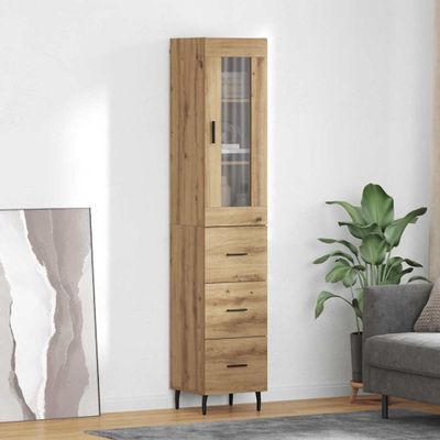 vidaXL Highboard Remeselný dub 34,5 x 34 x 180 cm Kompozitné drevo