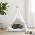 vidaXL Psí teepee s vankúšom Biela 60 x 60 x 70 cm Polyester