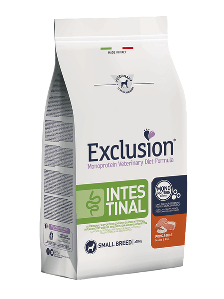 EXCLUSION INPS08 INTESTINAL SMALL BREEDS veterinárne krmivo pre psy 800g, bravčové/ryža