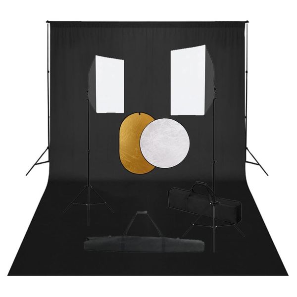 vidaXL Fotografické vybavenie so softboxami, pozadím a reflektorom