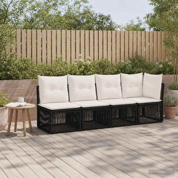 vidaXL Sofa pre 4 osoby s ľavým ramenom 4 pcs 4-Počet miest Čierna