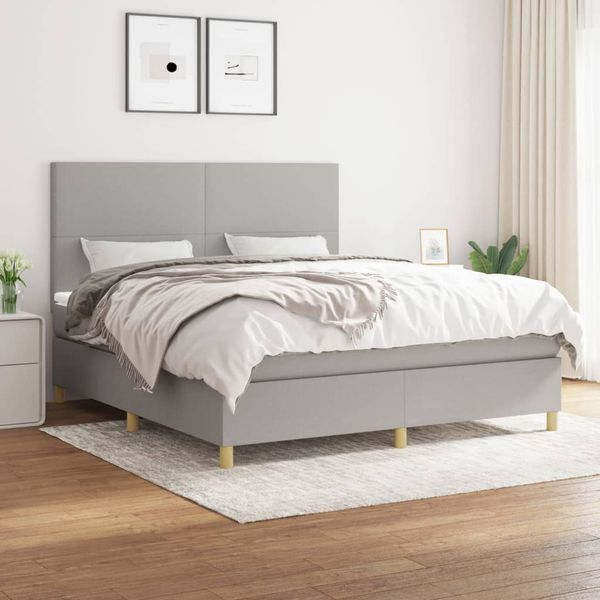 vidaXL Boxspring posteľ s matracom svetlosivá 100x200 cm látka