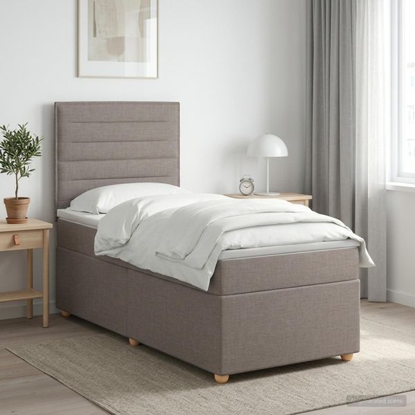 vidaXL Posteľ boxspring s matracom Sivohnedá 100 x 200 cm Látka