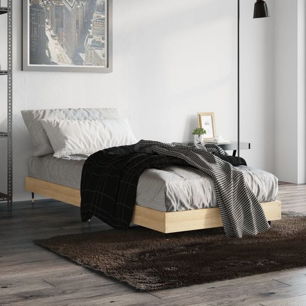 vidaXL Posteľný rám bez matraca dub sonoma 75x190 cm kompozitné drevo