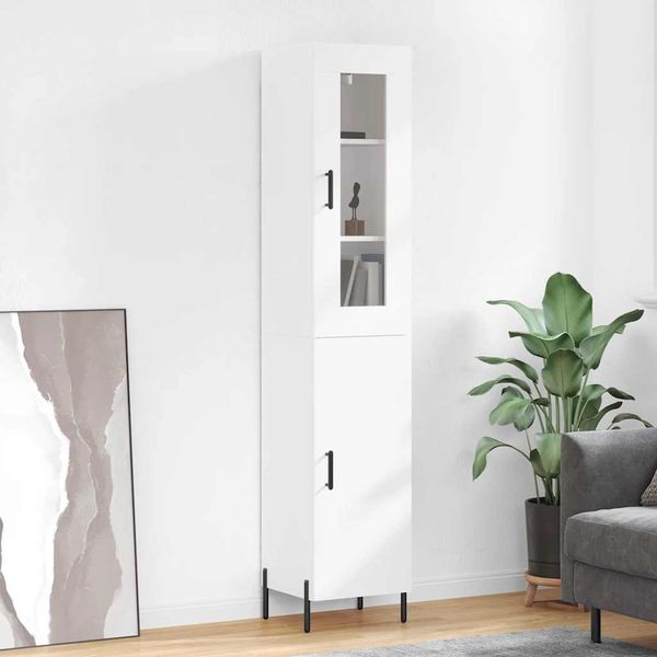 vidaXL Vysoká skrinka biela 34,5x34x180 cm spracované drevo
