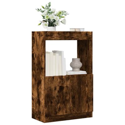 vidaXL Vysoká skrinka dymový dub 63x33x100 cm kompozitné drevo