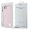 Guess HC MagSafe PU Grained Gold Ring case for iPhone 16e Pink