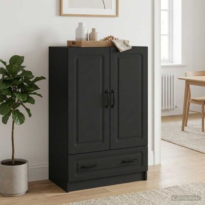 vidaXL Servírovacia skriňa Čierna 66 x 34,5 x 92 cm Kompozitné drevo