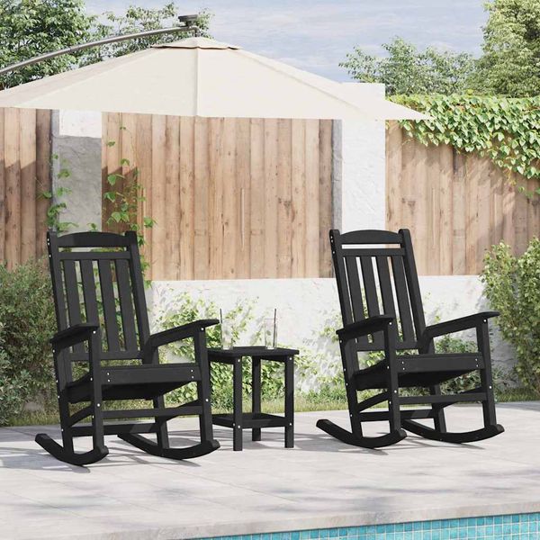 vidaXL Hojdacie kreslo 2 pcs Čierna 92 x 70 x 108 cm Polyetylén
