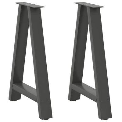 vidaXL Nohy k jedálenskému stolu v tvare A, 2 ks, antracitové, 60 x (72-73) cm, oceľ