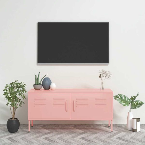 vidaXL TV skrinka ružová 105x35x50 cm oceľ