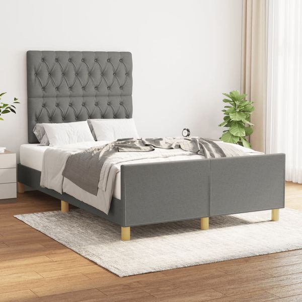 vidaXL Posteľ bez matraca tmavosivá 120x190 cm látka