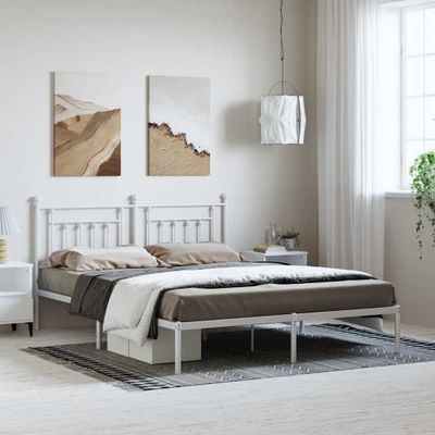 vidaXL Kovový rám postele s čelom biely 183x213 cm