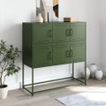 vidaXL Komoda olivovozelená 100,5x39x107 cm oceľ