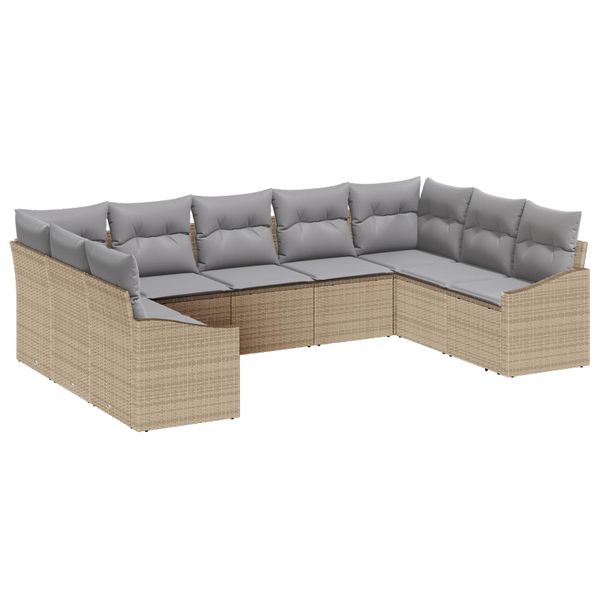 vidaXL Súprava záhradných pohoviek 9 pcs Beige a svetlo šedá polyratan