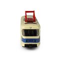 Kovová česká retro električka modrá 16 cm - otváracie dvere
