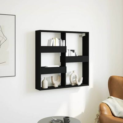 vidaXL Nástenná skrinka čierna 80x15x80 cm kompozitné drevo