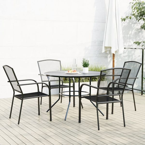 vidaXL Stohovateľné záhradné stoličky 5 ks antracit práškovaná oceľ