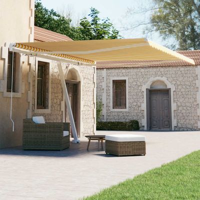 vidaXL Voľne stojaca ručne zaťahovacia markíza 450x300 cm, žlto biela