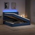 vidaXL LED úložná posteľ s matracom Modrá 140 x 200 cm Látka