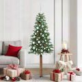 vidaXL Úzky vianočný stromček s 300 LED-i so stojanom Zelená 180 cm